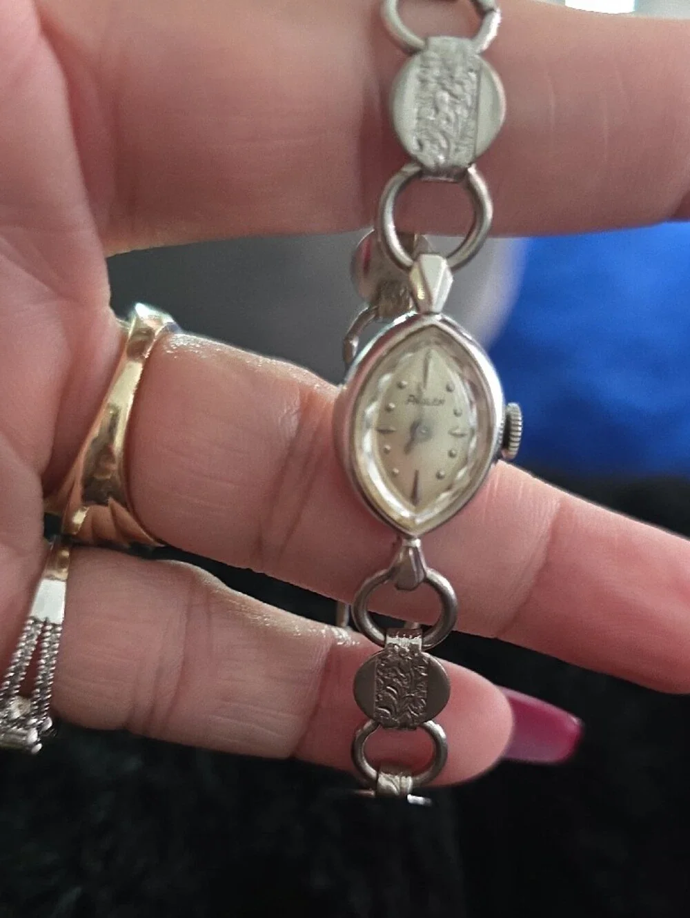 Vintage 14KT GOLD Silver-Tone Women's Bracelet Watch - Silver